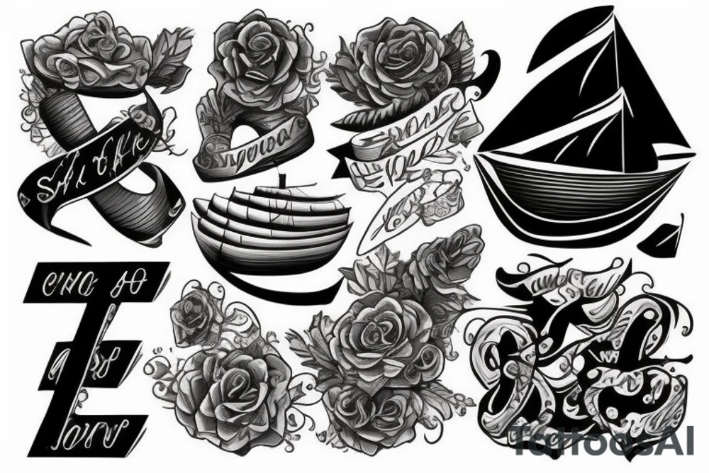 Ship sailing on the letters tattoo idea