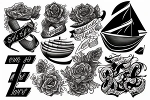 Ship sailing on the letters tattoo idea
