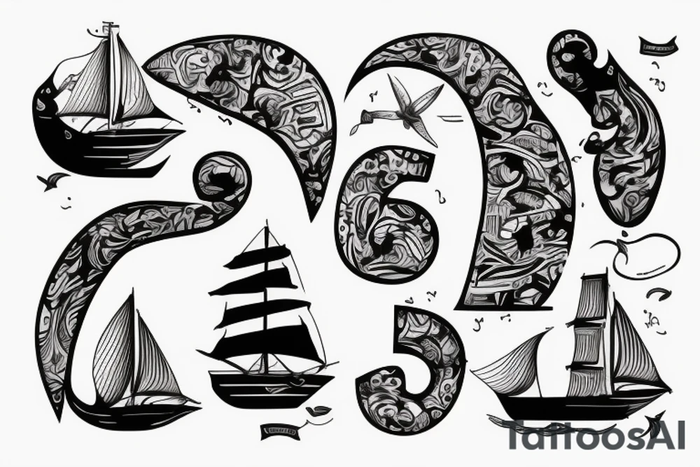 Ship sailing on the letters tattoo idea