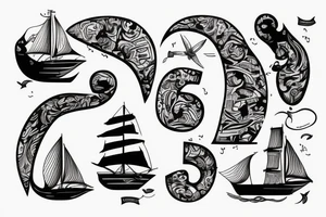 Ship sailing on the letters tattoo idea