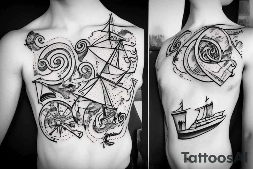 Ship sailing on the letters tattoo idea