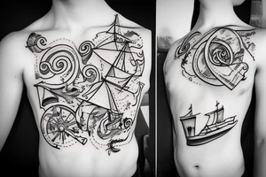 Ship sailing on the letters tattoo idea