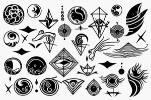 Astrological theme with minimalist lines tattoo idea