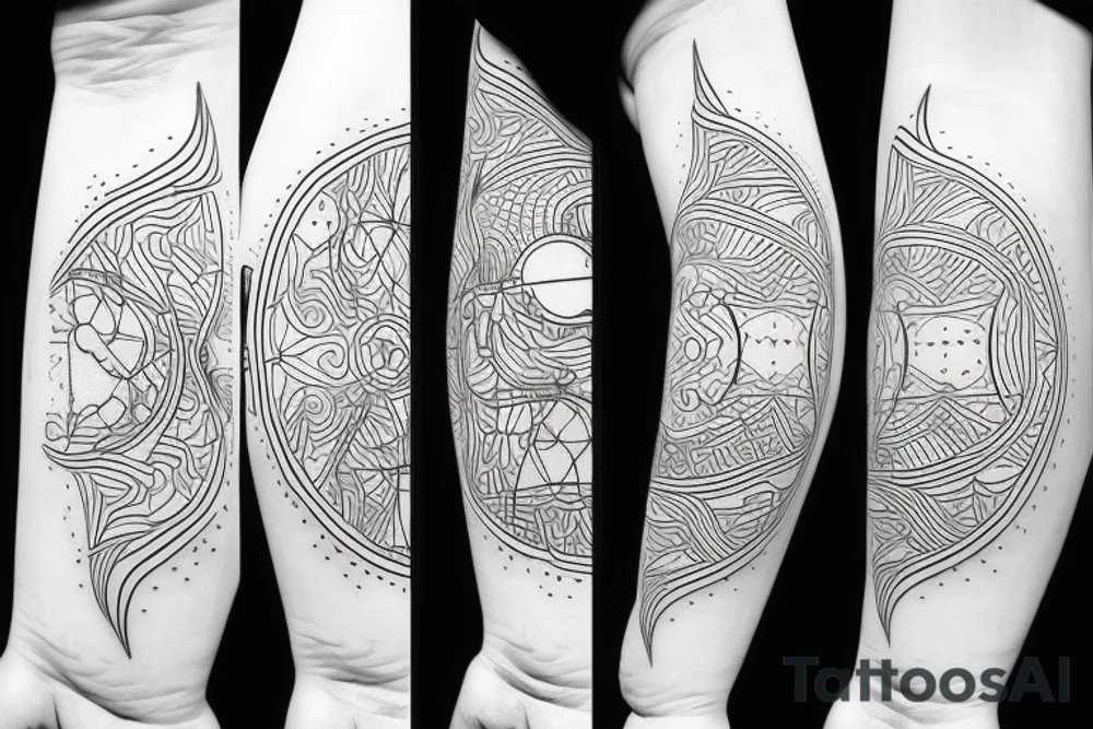 Astrological theme with minimalist lines tattoo idea