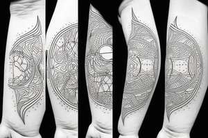Astrological theme with minimalist lines tattoo idea