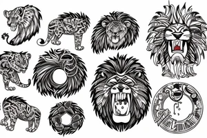Agressive donat trying to eat lion tattoo idea