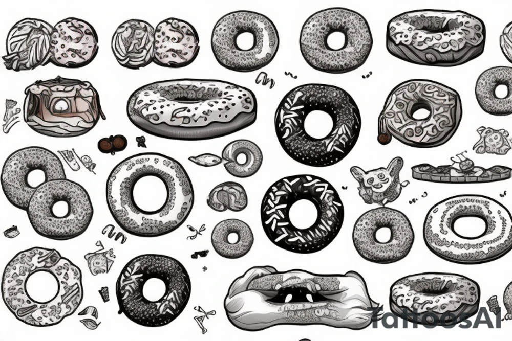 Agressive donut trying to eat lion tattoo idea