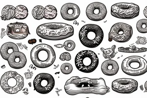 Agressive donut trying to eat lion tattoo idea