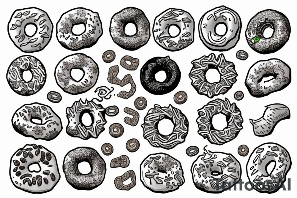 Agressive donut trying to eat lion tattoo idea