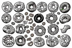 Agressive donut trying to eat lion tattoo idea