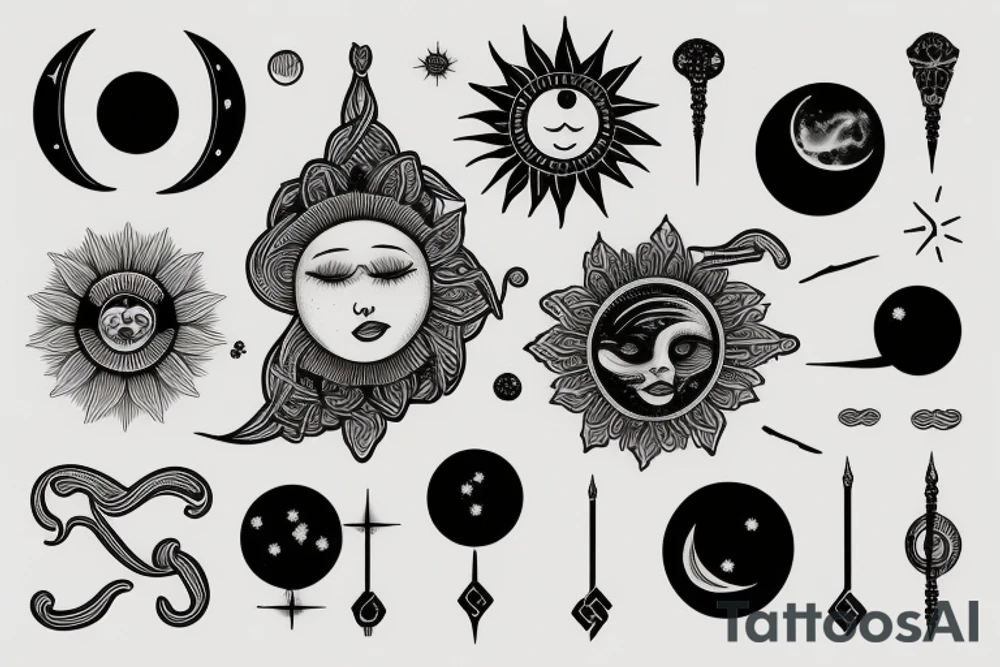 libra sun moon tattoo idea