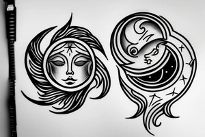libra sun moon lady Weighing scale tattoo idea