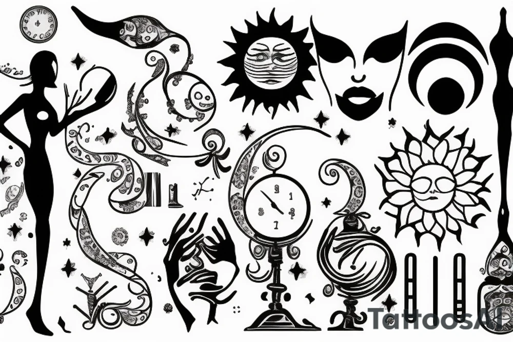 libra sun moon lady Weighing scale tattoo idea