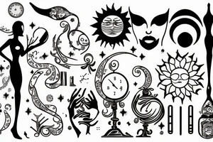 libra sun moon lady Weighing scale tattoo idea