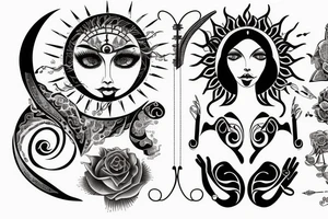 libra sun moon lady Weighing scale tattoo idea