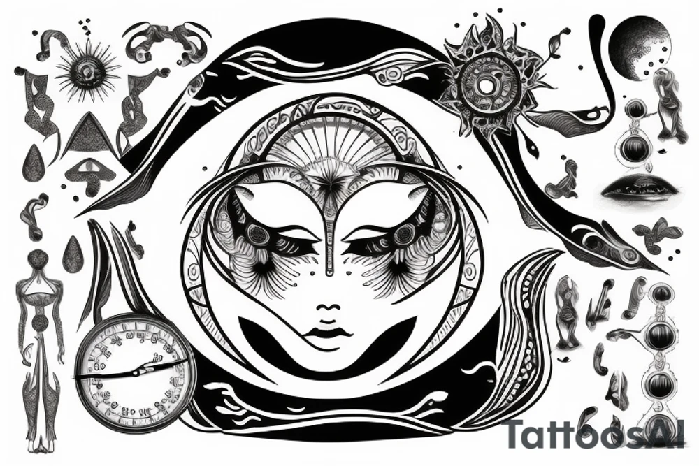 libra sun moon lady Weighing scale tattoo idea