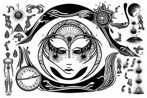 libra sun moon lady Weighing scale tattoo idea