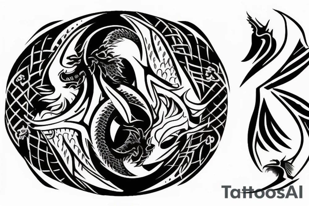 dragon, yin and yang tattoo idea