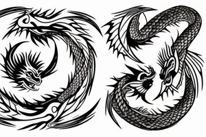 dragon, yin and yang tattoo idea