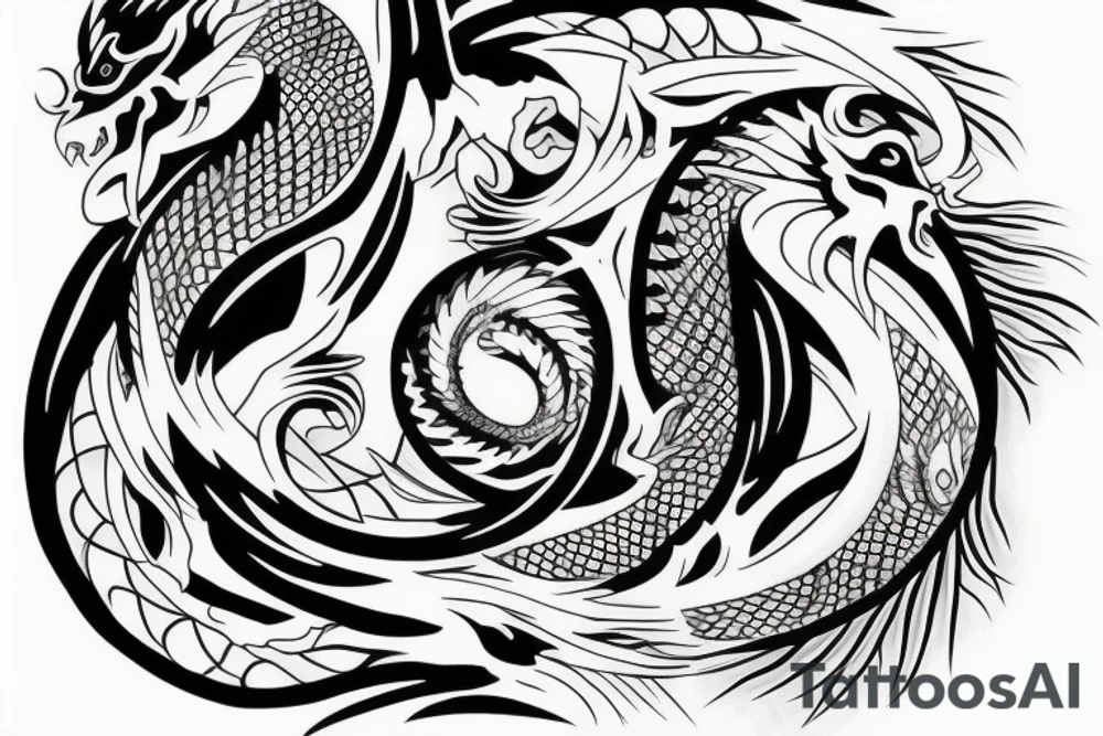 dragon and yin and yang tattoo idea