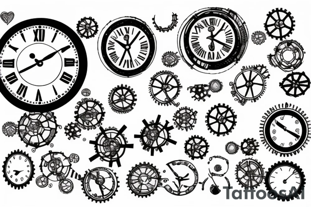 A clock with gears tattoo idea