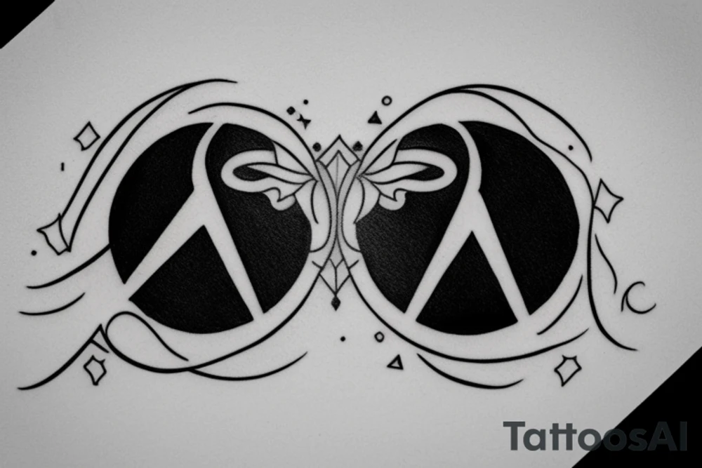 A twin flame tattoo with the twin flame symbol. tattoo idea