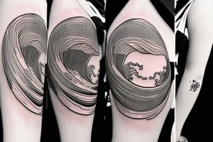 Create a tattoo design merging together a decrescent moon,  waves and the chain of kurapika a character of hunter x hunter manga tattoo idea