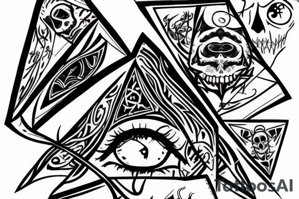 Lord of the rings, triangle with eye and skull tattoo idea