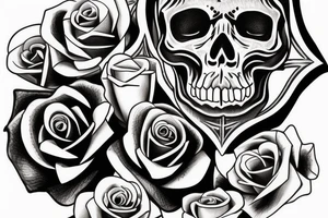 Skull, rose, triangle, games tattoo idea