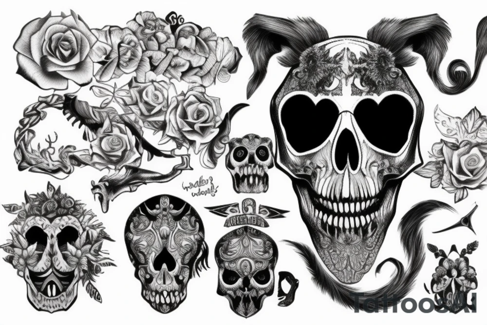 King animal skull with text memento mori tattoo idea