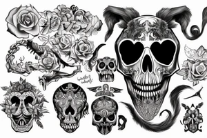 King animal skull with text memento mori tattoo idea