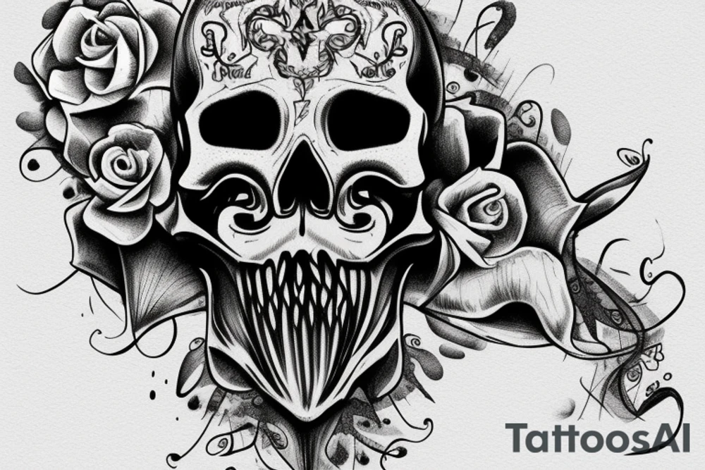 King animal skull with text memento mori tattoo idea