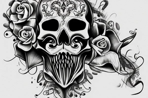 King animal skull with text memento mori tattoo idea