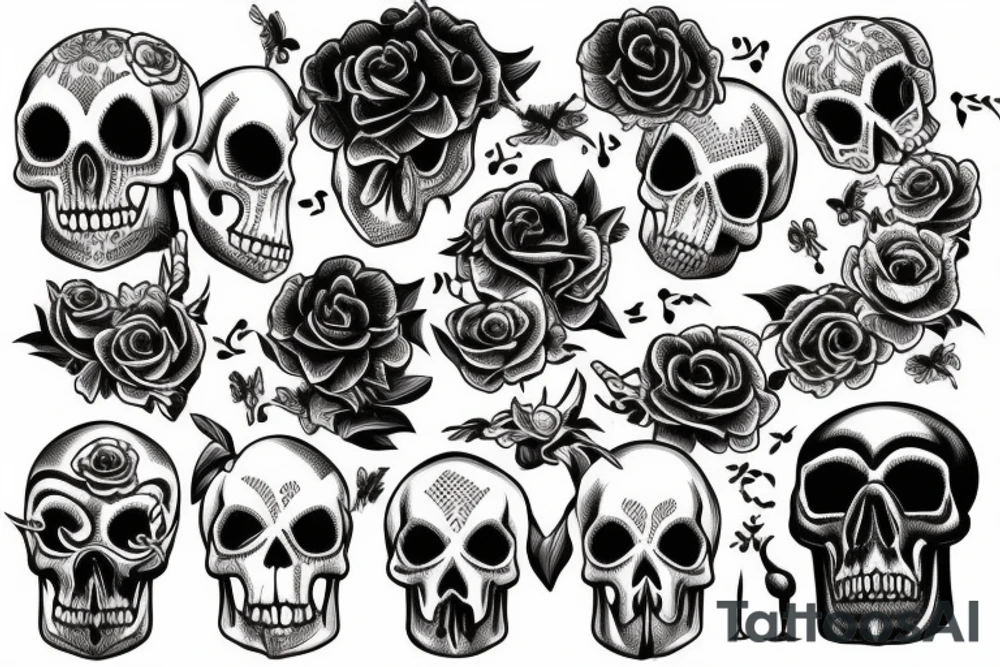 Long animal skull with text "memento mori" tattoo idea