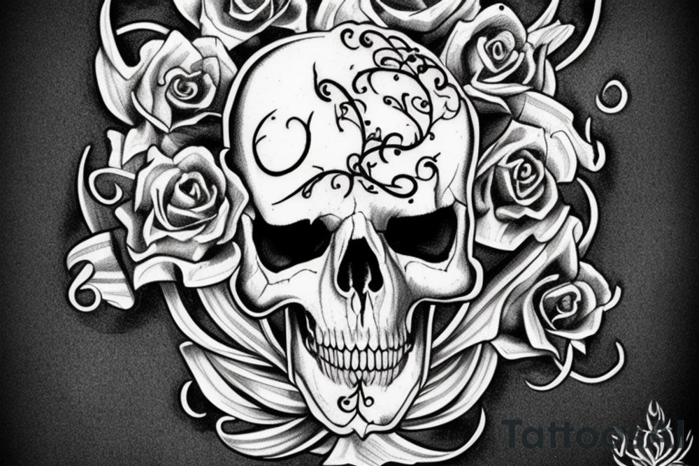 Long animal skull with text "memento mori" tattoo idea