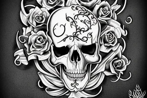 Long animal skull with text "memento mori" tattoo idea