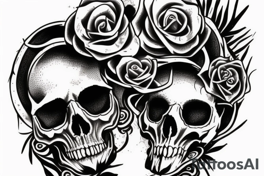 Long animal skull with text "memento mori" tattoo idea