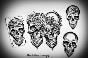 Long animal skull with text "memento mori" tattoo idea