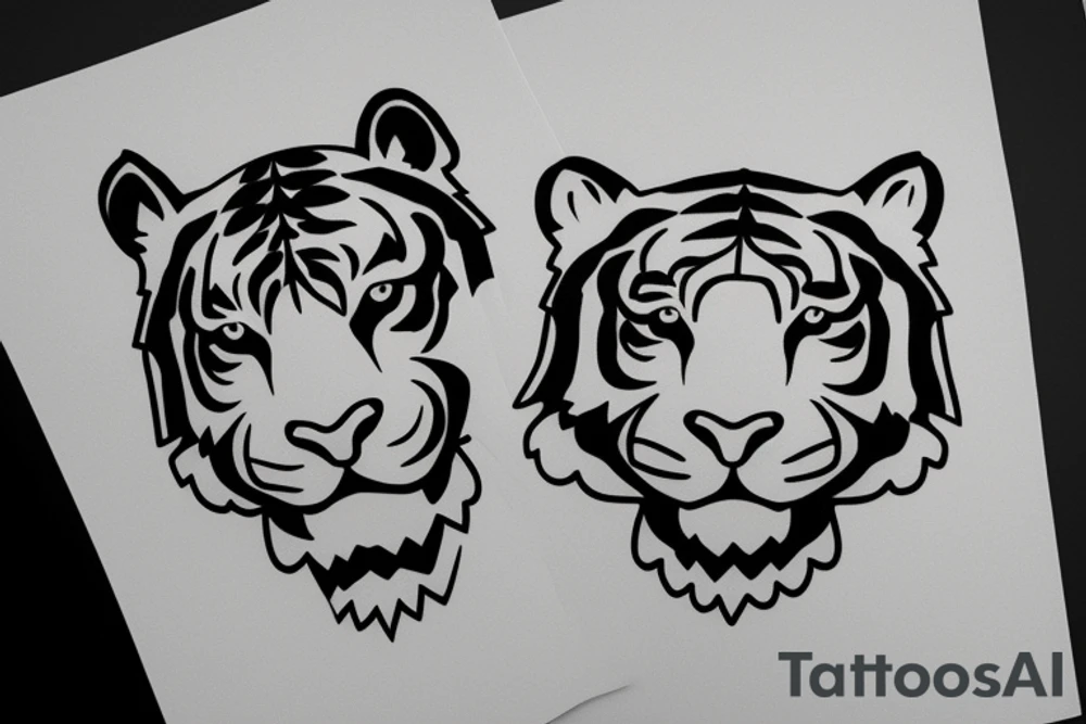 a minimal or/and geometric tiger tattoo idea