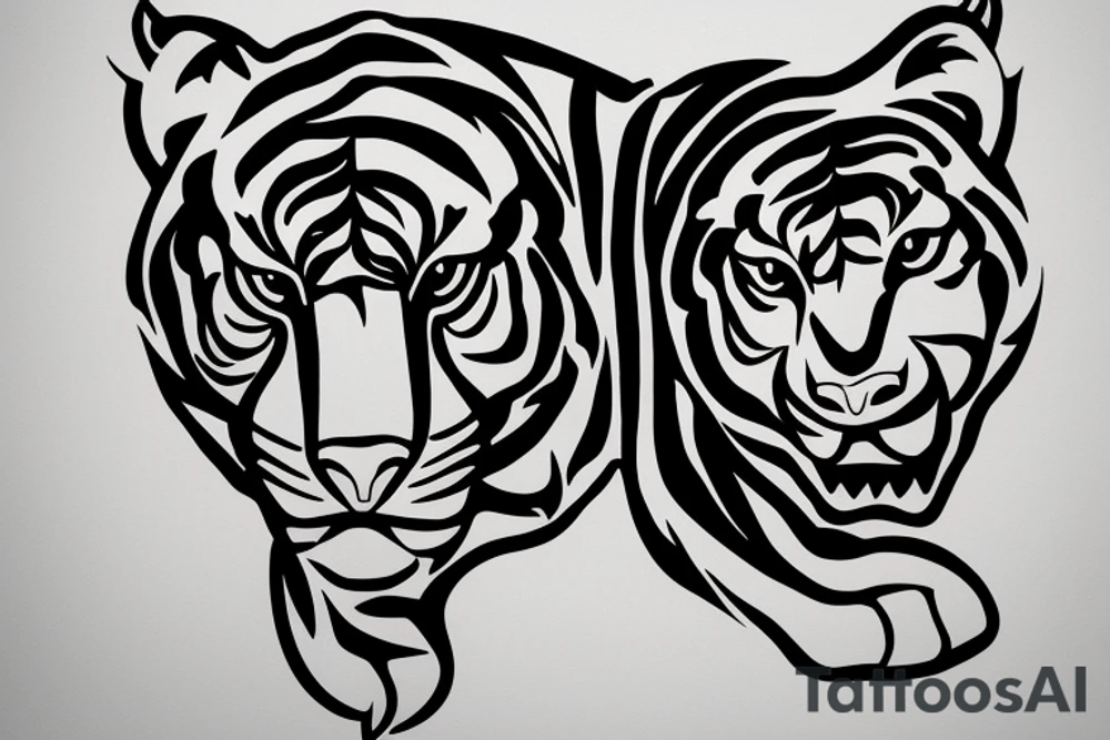a minimal or/and geometric tiger tattoo idea