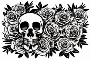 A skull of an animal with flowers tattoo idea