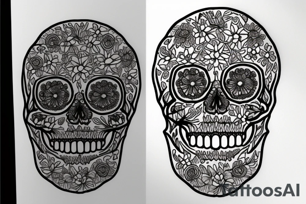 A skull of an animal with flowers tattoo idea
