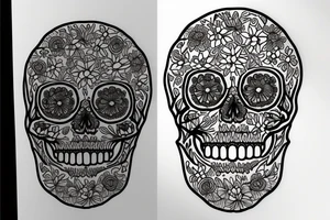 A skull of an animal with flowers tattoo idea