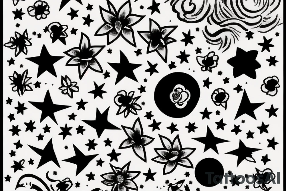 magic potion with flowers and stars tattoo idea