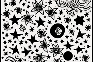magic potion with flowers and stars tattoo idea
