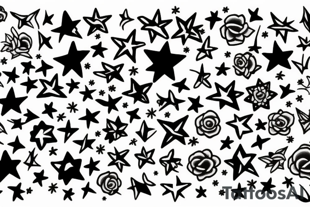 magic potion with flowers and stars tattoo idea