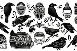 Crow on a helmet tattoo idea