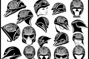 Crow on a helmet blue eyes tattoo idea