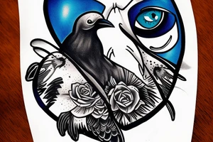 Crow on a helmet blue eyes engineer tattoo idea