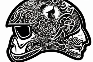 Crow on a helmet blue eyes engineer tattoo idea